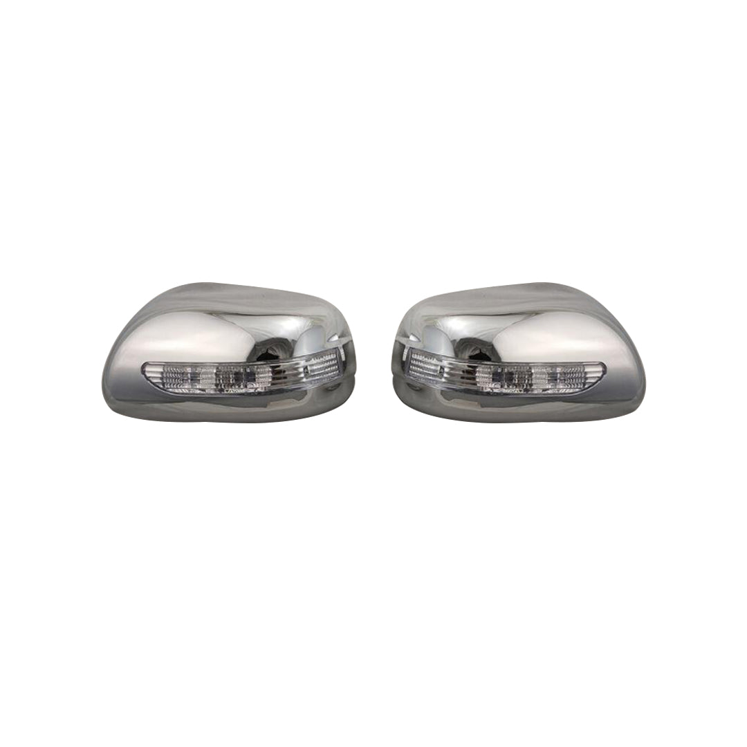 Chrome Door Mirror Covers (Full) Plastic Tape Type Fitting Honda City 2006 Chrome 02 Pcs/Set With Signal Light Blinking 8185 (China)