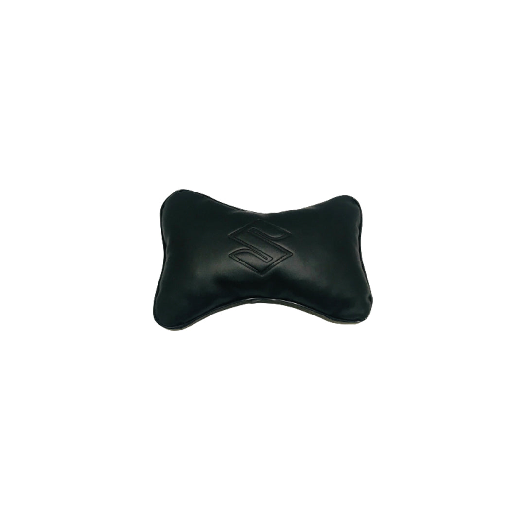 Car Neck Rest Cushions Pvc Leather Material Suzuki Logo 02 Pcs/Set Black Poly Bag Pack (Pakistan)