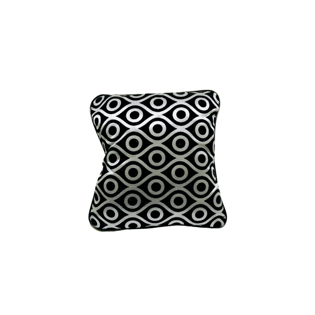 Car Back Rest Cushion Velvet/Pvc Material Small Size Black/Silver 01 Pc/Pack Poly Bag Pack Eye Design (Pakistan)