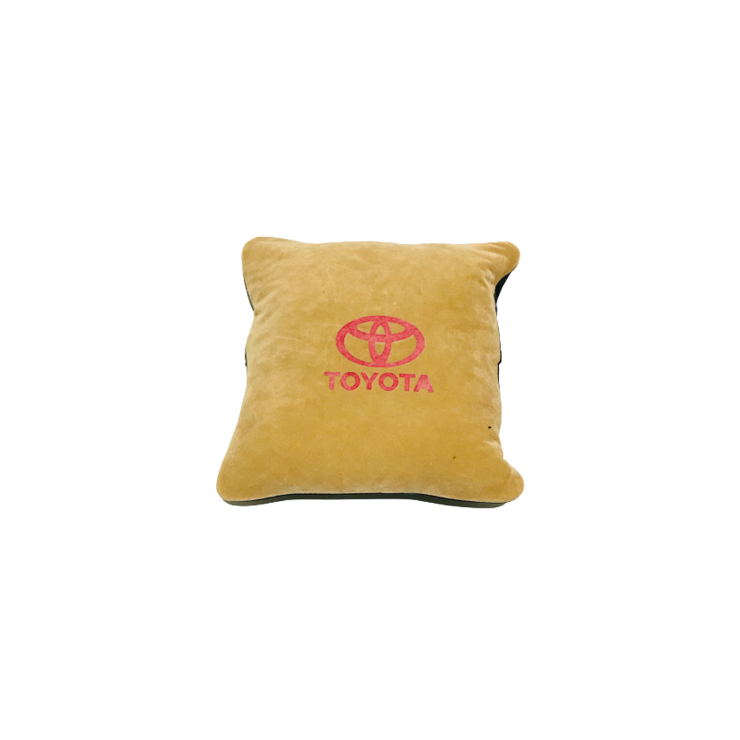 Car Back Rest Cushion Velvet/Pvc Material Toyota Logo Small Size Black/Beige 01 Pc/Pack Poly Bag Pack (Pakistan)