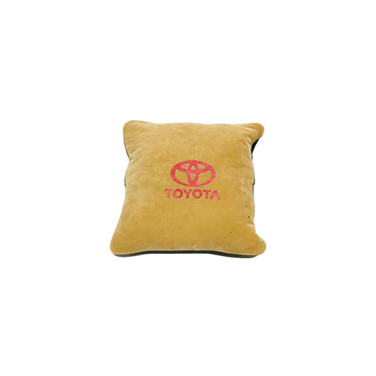 Car Back Rest Cushion Velvet/Pvc Material  Toyota Logo Small Size Black/Beige 01 Pc/Pack Poly Bag Pack  (Pakistan)