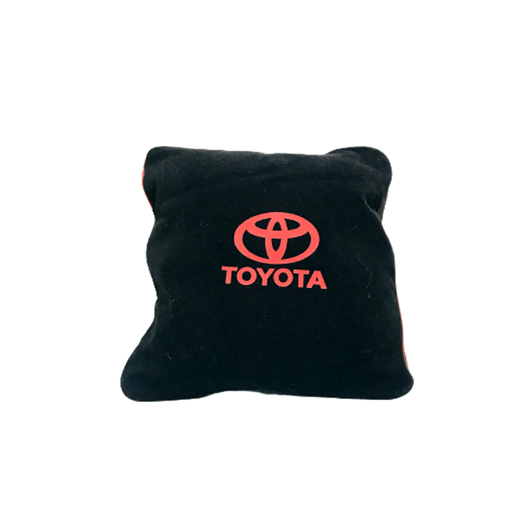 Car Back Rest Cushion Velvet/Pvc Material Toyota Logo Small Size Black/Red 01 Pc/Pack Poly Bag Pack (Pakistan)