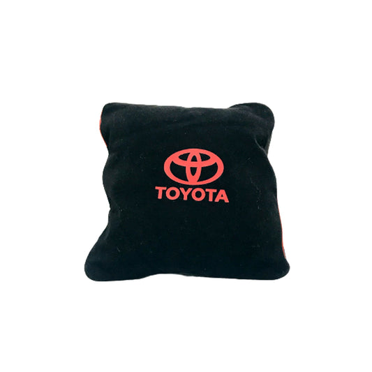 Car Back Rest Cushion Velvet/Pvc Material  Toyota Logo Small Size Black/Red 01 Pc/Pack Poly Bag Pack  (Pakistan)