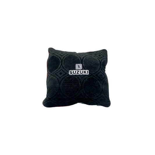 Car Back Rest Cushion Velvet/Pvc Material  Suzuki Logo Small Size Black/Red 01 Pc/Pack Poly Bag Pack  (Pakistan)