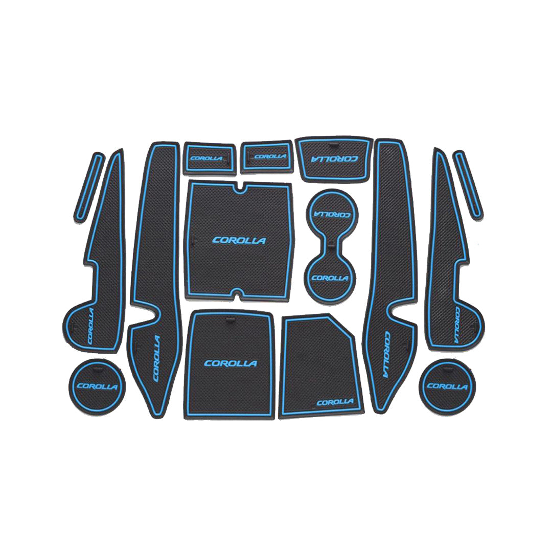 Car Interior Mat Kit Box Pack Toyota Corolla 2018 Black/Blue (China)