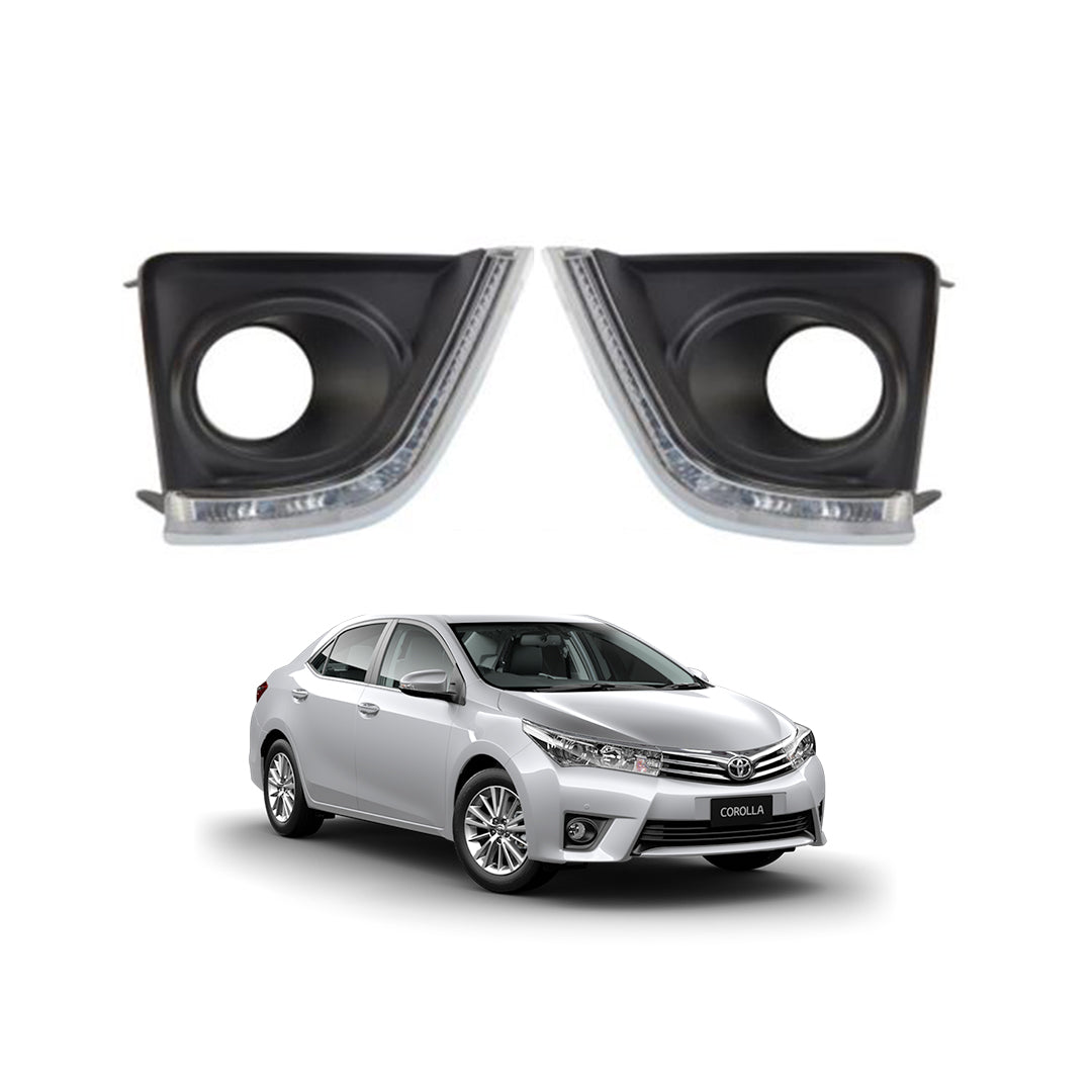 Car Drl Covers Oem Fitting Toyota Corolla 2015 L Shape Design White Drl Matt Black Cap 02 Pcs/Set Colour Box Pack Carri Brand Tb-267 (China)