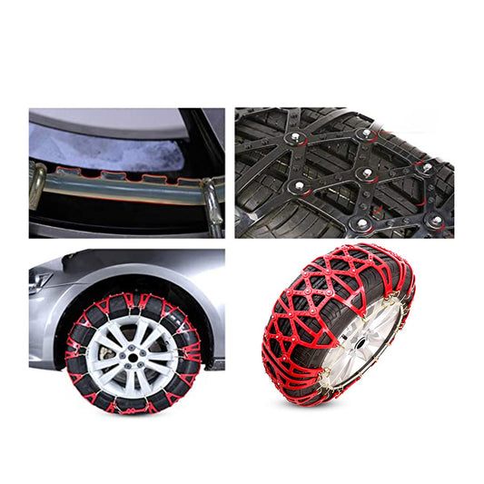 Anti-Skid Tyre Snow Chain For Hatch Back Plastic Material Large Size Premium Quality For 02 Wheel/Pack Red Bag Pack Fy-8516 (China)