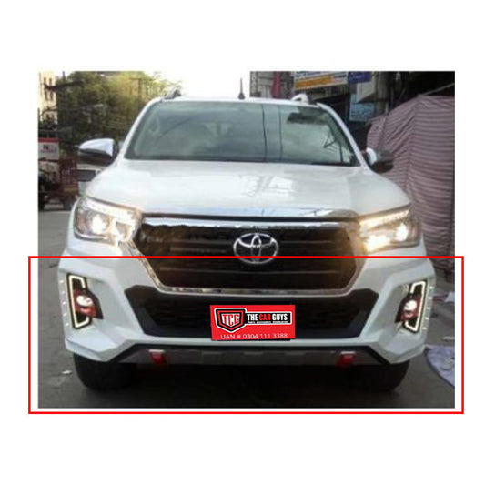 Face Up Lift To Rocco 2018 Led/Rbt Design 1234 Toyota Revo 2016-2020 Plastic Material Only Front Side With Led  Metalic White Colour 06 Pcs/Set (China)