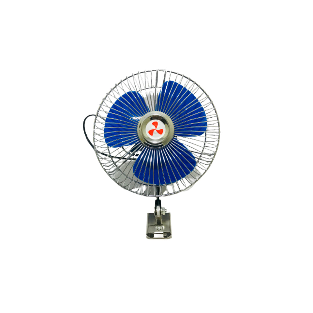 Car Fan Single Head 6" Plastic Housing/Steel Grill White/Grey/Blue W/Rotating Function Single Speed Portable Fitting Colour Box Pack Fy-4400 (China)