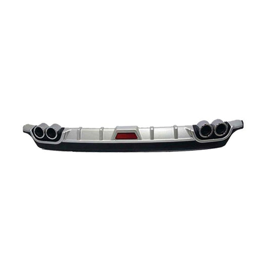 Car Rear Bumper Diffuser Universal Fitting Kantara Design With Reflector With Double Exhasut Silver/Black (Pakistan)