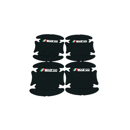 Outer Door Handle Bowl Anti-Scratch Pads Silicone Material  Black Sparco Logo Poly Bag Pack  Tape Type Fitting 04 Pcs/Set (China)