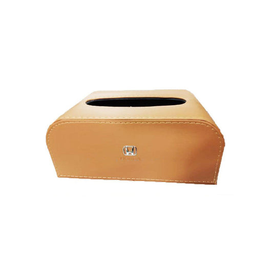 Car Luxury Tissue Box Holder Round Corner Shape Portable Pvc Leather Material  Beige Honda Logo Large Size Fy-1755 (China)