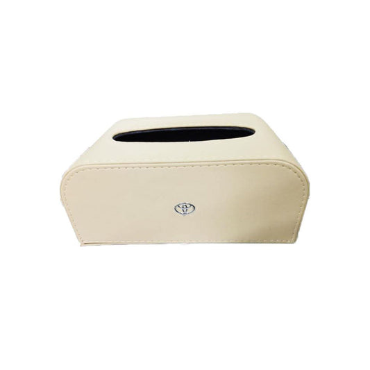 Car Luxury Tissue Box Holder Round Corner Shape Portable Pvc Leather Material  Beige Toyota Logo Large Size Fy-1754 (China)