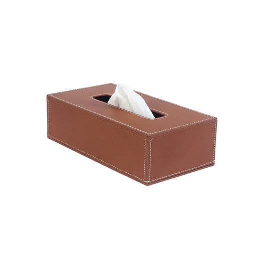 Car Luxury Tissue Box Holder Round Corner Shape Portable Pvc Leather Material  Brown Without Logo Large Size Fy-1762 (China)