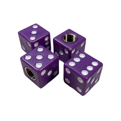 Car Tire Air Valve Decorative Caps Dice Design Metal Material Purple/Chrome Standard Quality 04 Pcs/Set Pvc Bag Pack (China) Fy-2073