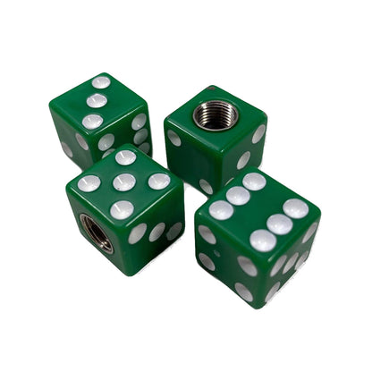 Car Tire Air Valve Decorative Caps Dice Design Metal Material Green/Chrome Standard Quality 04 Pcs/Set Pvc Bag Pack (China) Fy-2073