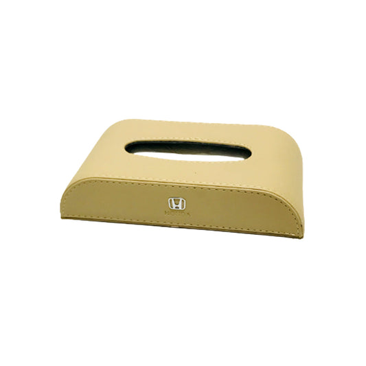 Car Luxury Tissue Box Holder Round Corner Shape Portable Pvc Leather Material  Beige Honda Logo Medium Size Fy-1768 (China)