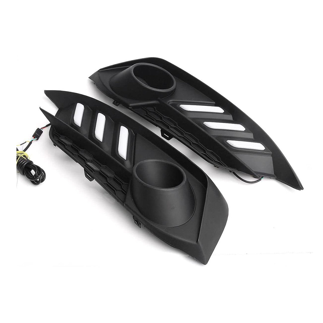 Car Drl Covers Honda Civic 2018 Mastang Design White Drl Orange Indicator (Flashing) Matt Black Cap 02 Pcs/Set Box Pack (China)