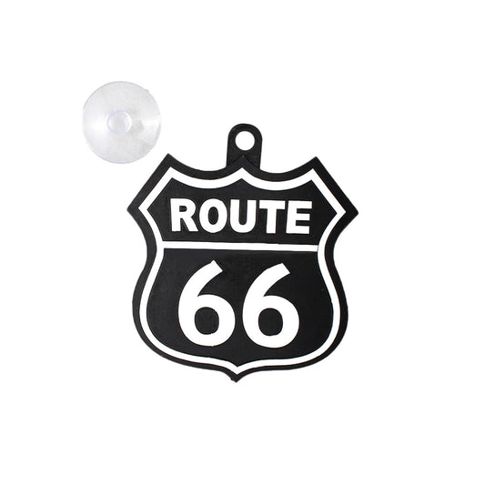 Car Interior Decorative Sign Silicone Material  Round Shape Route 66 Black/White Suction Cup Fitting Small Size Polybag With Insert Card Pack (China)