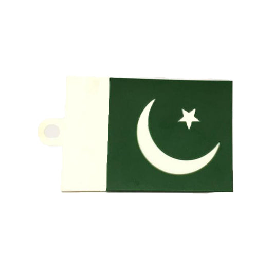 Car Interior Decorative Sign Silicone Material  Square Shape Pakistan/Flag Logo  Green/White Suction Cup Fitting Small Size Polybag With Insert Card Pack (China)