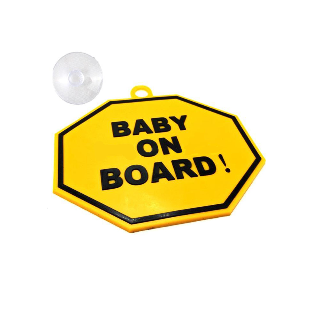 Car Interior Decorative Sign Silicone Material Round Shape Baby On Board Yellow/Black Suction Cup Fitting Large Size Polybag With Insert Card Pack (China)