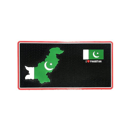 Car Dashboard Non-Slip Mat Silicone Material  Pakistan/Flag Logo  Rectangle Design Large Size Black/Green (China)