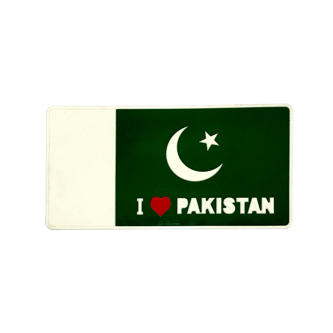 Car Dashboard Non-Slip Mat Silicone Material I Love Pakistan Rectangle Design Large Size Green/White (China)