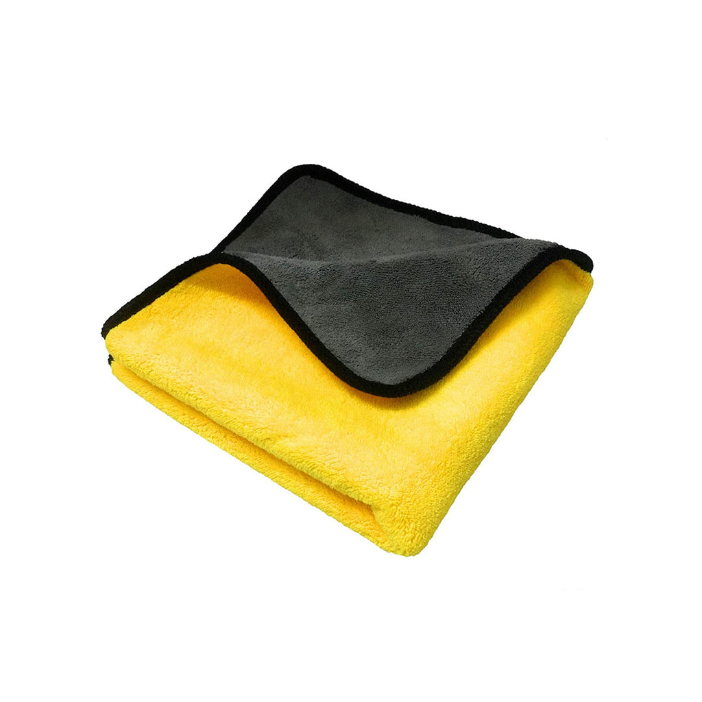 Premium Microfiber Double Towel | Automotive Washing / Cleaning / Polishing Cloth 40X30Cm Grey/Yellow 01 Pc/Pack (China)