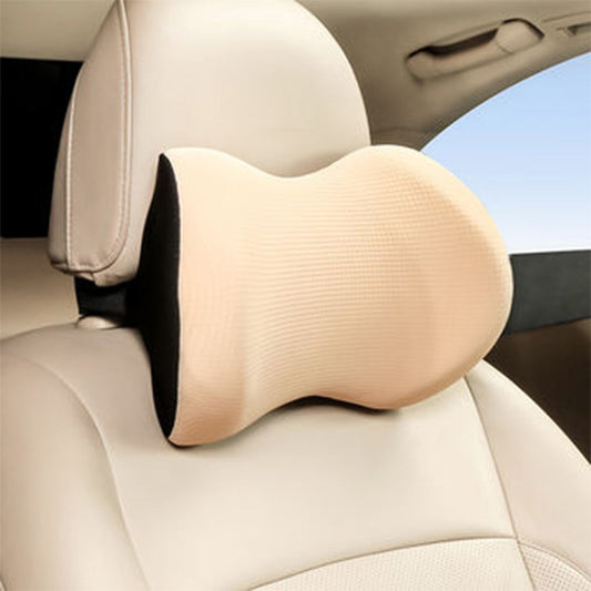 Car Neck Rest Cushions Fabric Material   01 Pc/Set Beige Pvc Bag Pack