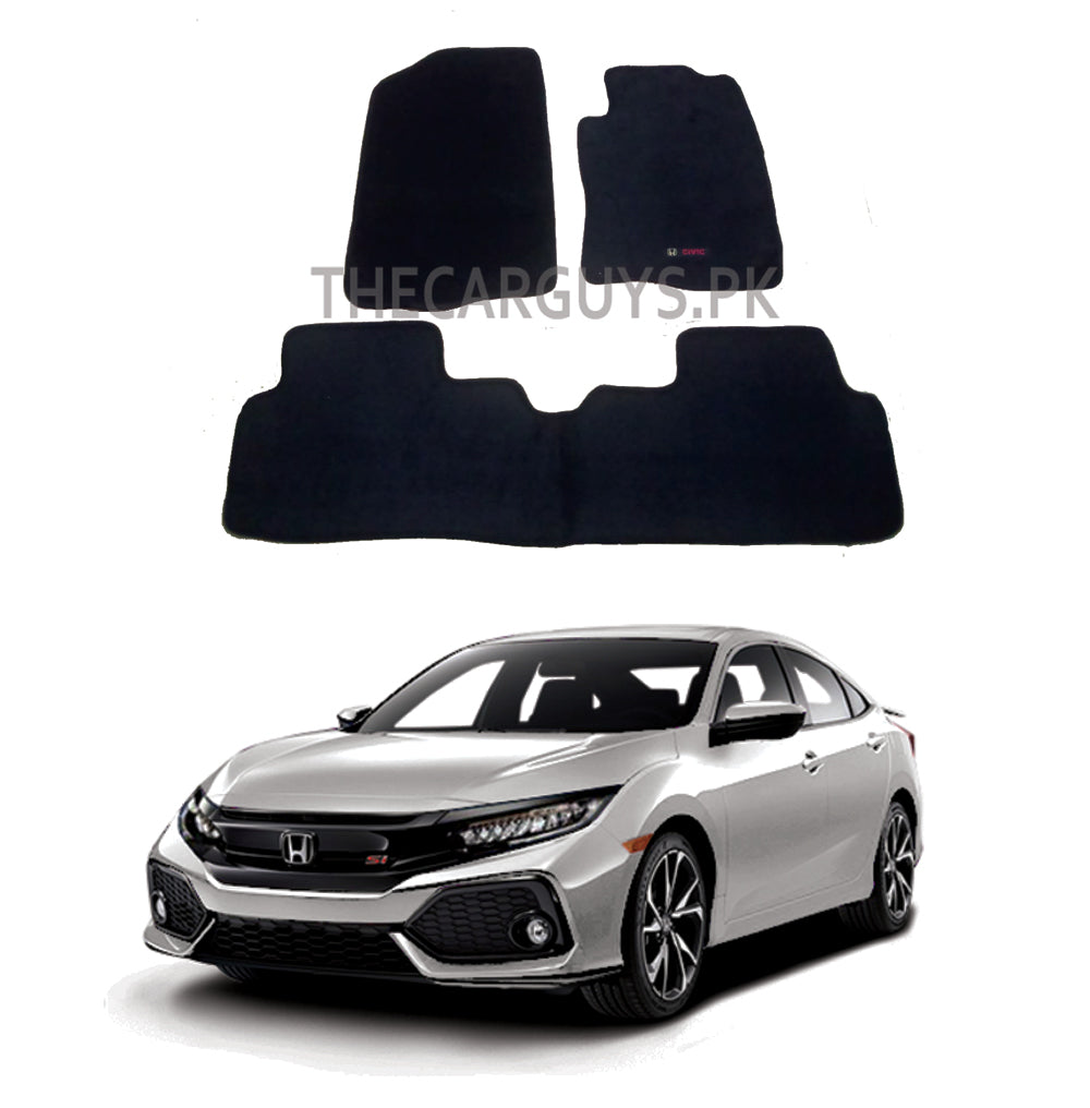 Car Floor Mat Standard Carpet Material Oem Fitting Honda Civic 2018 03 Pcs / Set Black Poly Bag Pack