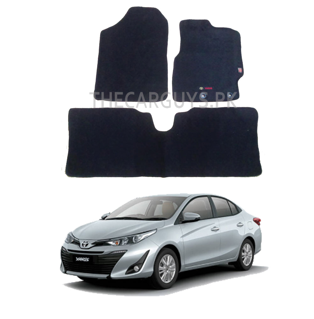 Car Floor Mat Standard Carpet Material  Oem Fitting Toyota Yaris 2020  03 Pcs / Set Black Poly Bag Pack