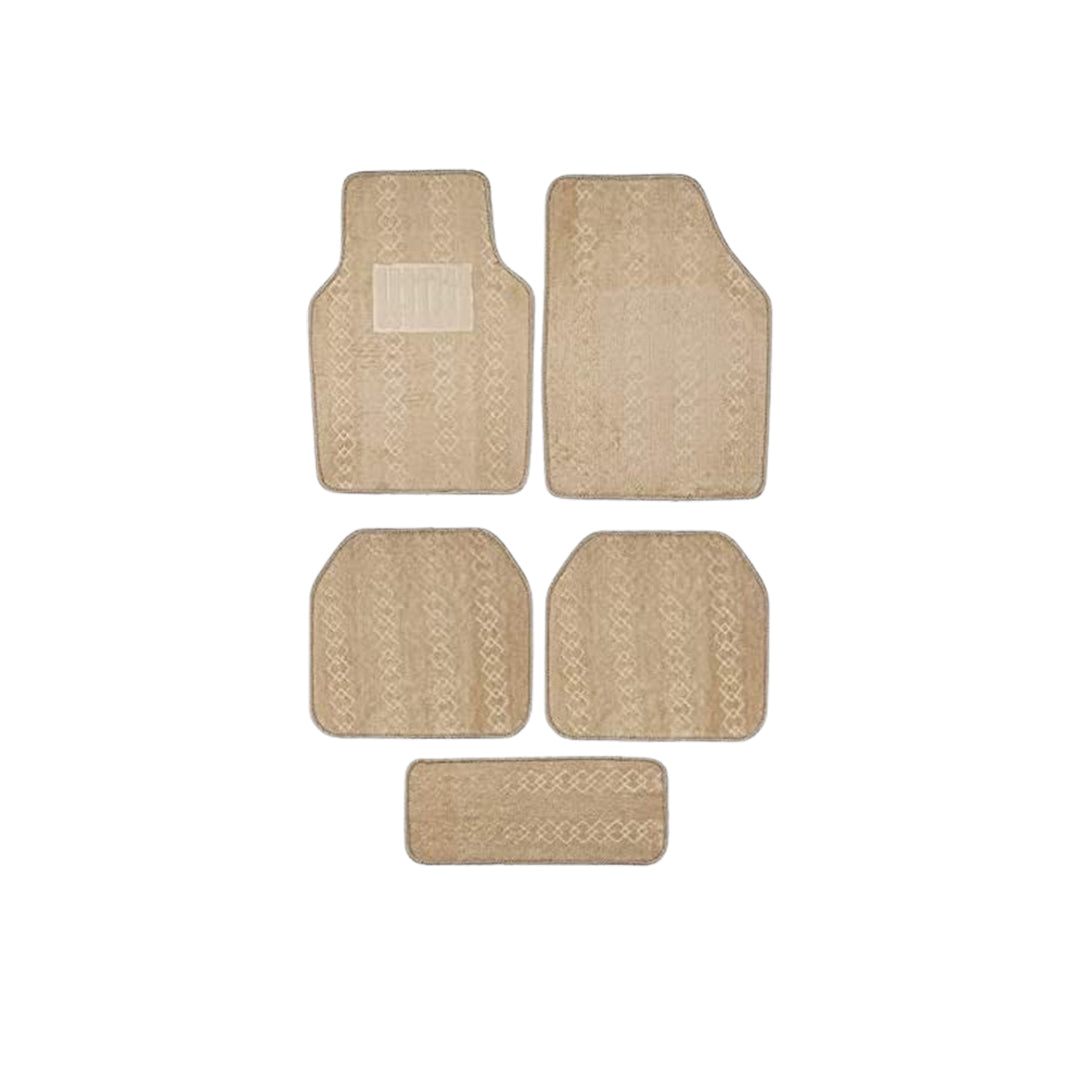 Car Floor Mat Standard Carpet Material Universal Fitting 05 Pcs/Set Beige Poly Bag Pack