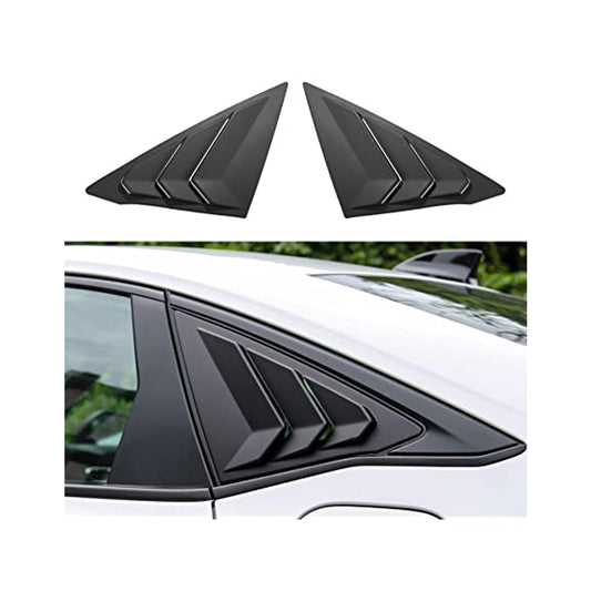 Car Rear Quarter Glass Covers Civic 2018 Honda Louver Design Tape Type Fitting 02 Pcs/Set Gloss Black (China)