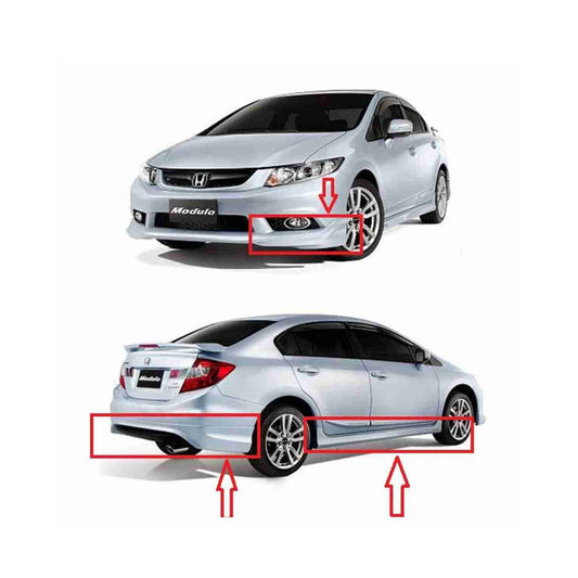 Body Kit/Lip Front + Side + Back Sides Honda Civic 2015 Modulo Design Plastic Material Without Light  04 Pcs/Set Not Painted (China)