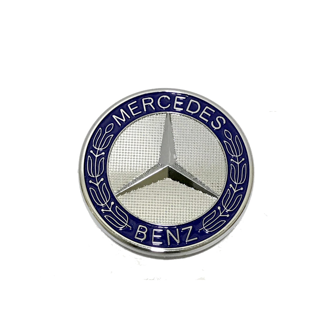 Auto Logo/Monogram Hood Fitting Oem Type Mercedes Logo Mercedes Benz  Oem Fitting Plastic  Chrome/Blue 01 Pc/Pack Poly Bag Pack   Mono Logo (China)