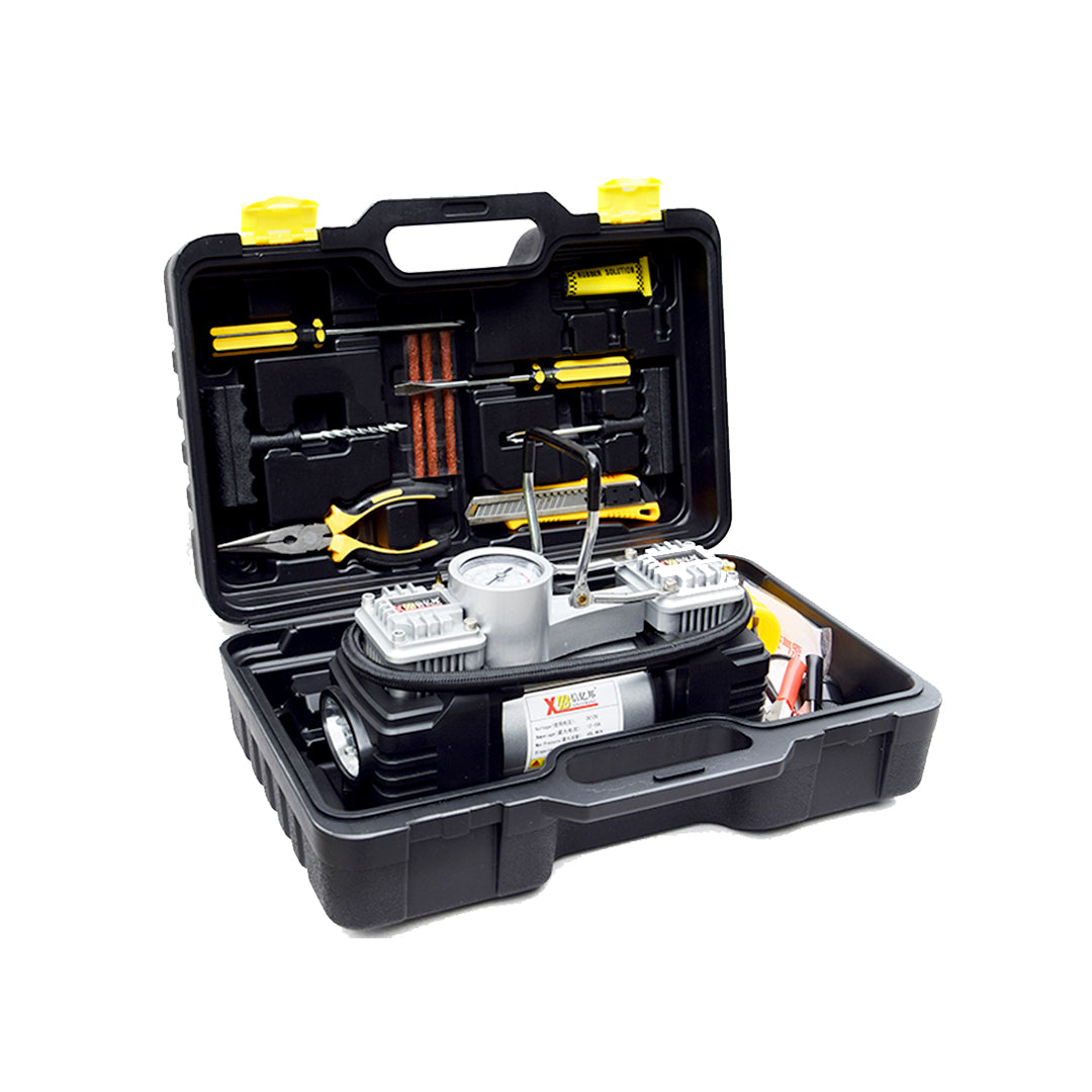 Air Compressor  Double Cylinder Metal Housing Large Size Premium Quality Plastic Box Pack  With Tool Kit Fy-2215 (China)