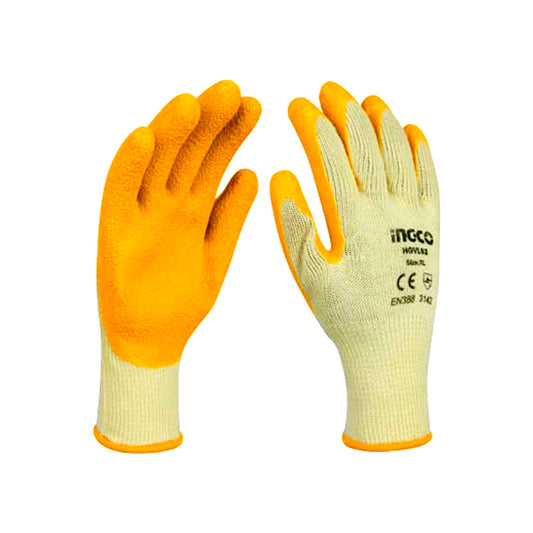 Safety Work Gloves Ingco Latex/Cotton Material X-Large Size 02 Pcs/Set Yellow Hgvl03 (China)