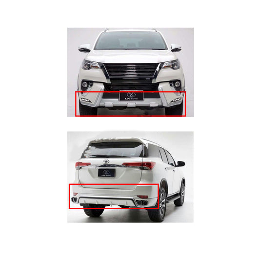 Body Kit 4X4 Front + Back Sides Toyota Fortuner 2021 Lx Mode Plastic Material With Led  02 Pcs/Set Solid White Colour (Taiwan)