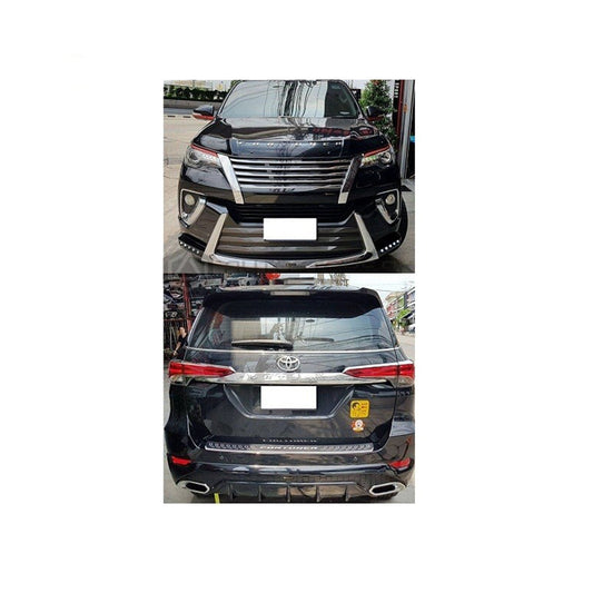 Body Kit 4X4 Front + Back Sides Toyota Fortuner 2021 Lx Mode Plastic Material With Led  02 Pcs/Set Solid Black Colour (Taiwan)