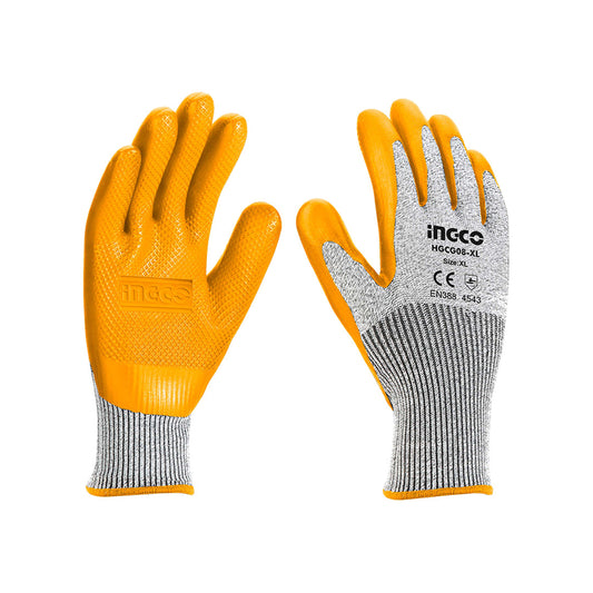 Safety Work Gloves Ingco Latex Material  X-Large Size 02 Pcs/Set Yellow Hgvlo8 (China)