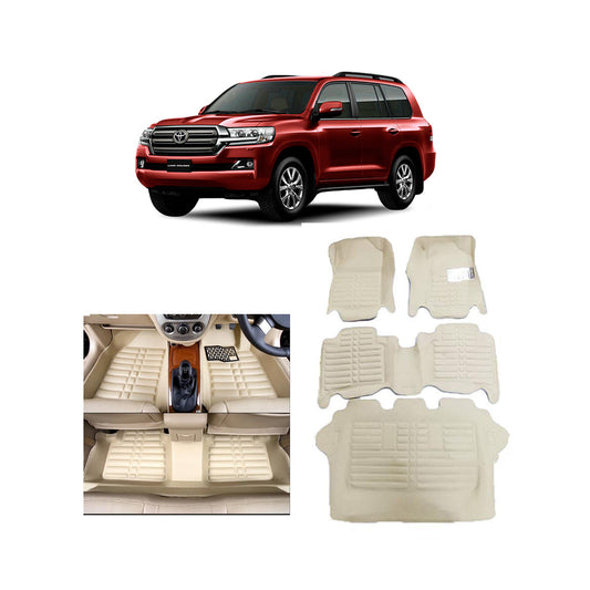 Car Floor Mat 5D Landcruiser Fj-200 2008-2021 Toyota Beige Pvc 04 Pcs/Set Premium Quality (China)