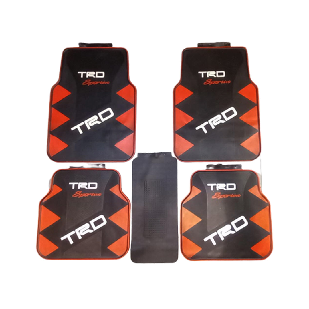 Car Floor Mat Silicone / Latex Material Universal Fitting Black/Red Trd-Sportio 05 Pcs/Set Poly Bag Pack (China)