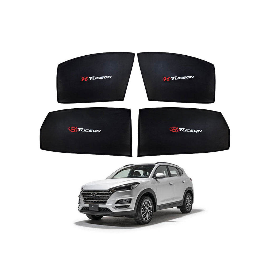 Car Curtain Side Fix Hyundai Tucson 2021 With Logo Printed Black