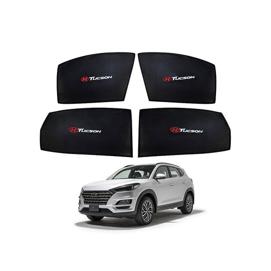 Car Curtain  Side Fix Hyundai Tucson 2021 With Logo Printed Black