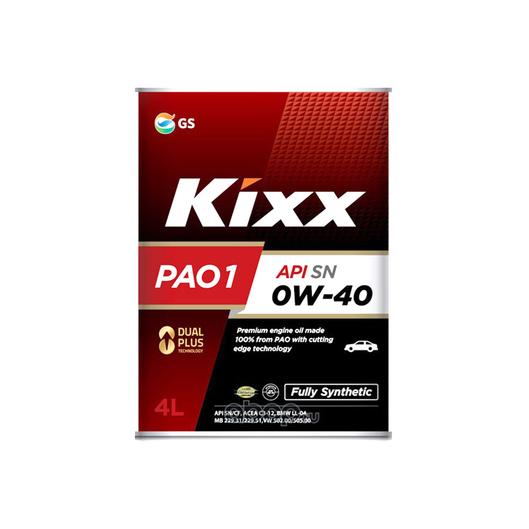 Engine Oil Kixx Pao1 For Petrol Engine 0W-40 Sn/Cf 04 Litres Metal Can Pack  (Korea)