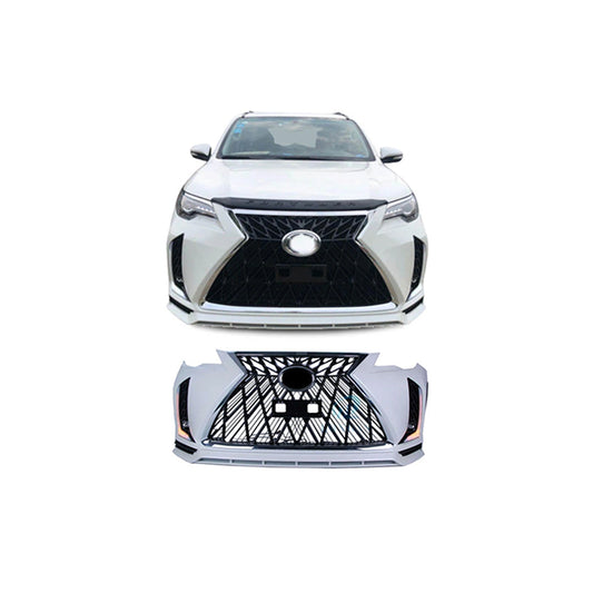 Face Up Lift Lexus Design W/Trd Grill  Toyota Fortuner 2018 Plastic Material Front + Side + Back Sides  With Drl Covers Not Painted 06 Pcs/Set (China)