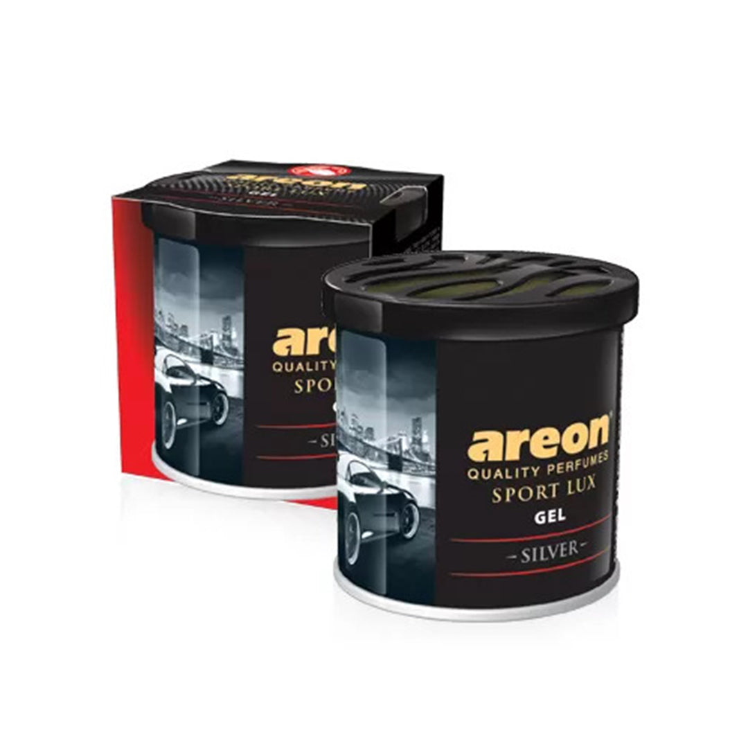 Car Perfume Tin Can Gel Large Areon  Silver  80G Tin Can Pack Sport Lux Gsl02 (Bulgaria)