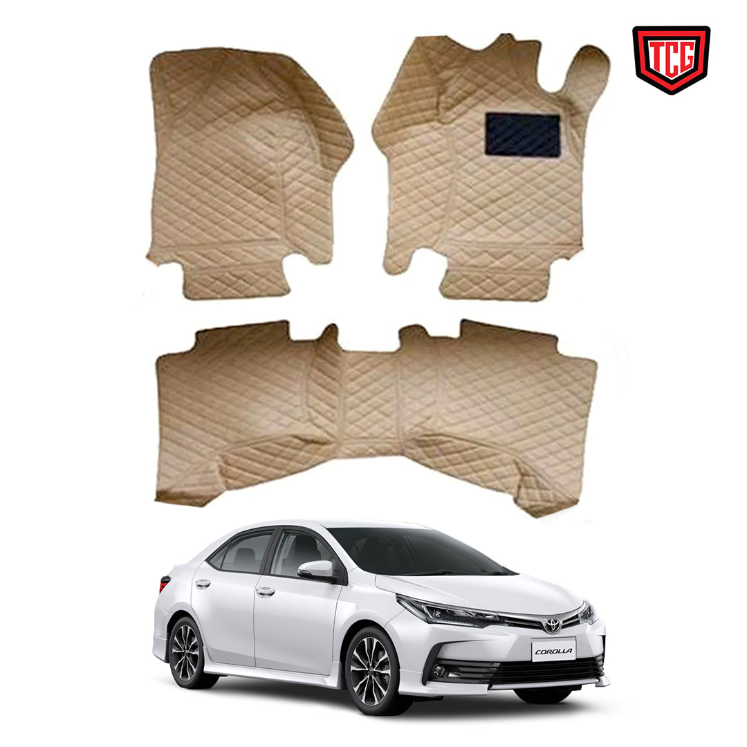 Car Floor Mat 7D Toyota Corolla 2018 Beige Pvc Beige Stitch 03 Pcs / Set Standard Quality (China)