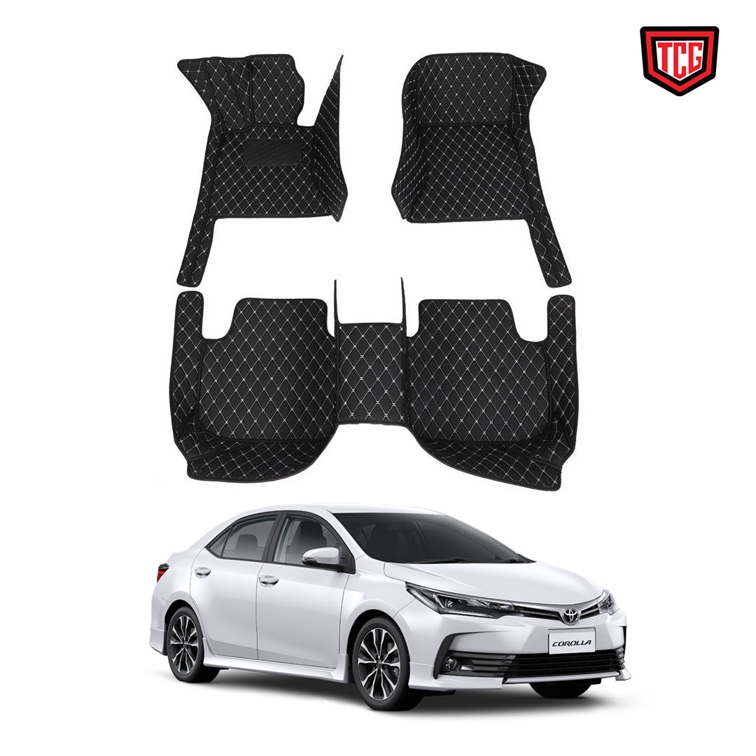 Car Floor Mat 7D Toyota Corolla 2018 Black Pvc  Beige Stitch 03 Pcs / Set Standard Quality Abc Def (China)