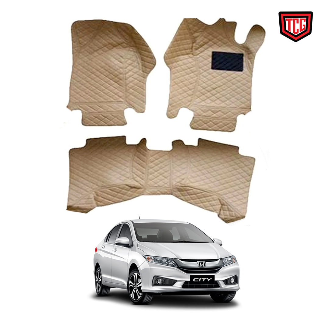 Car Floor Mat 7D Honda City 2018 Beige Pvc Beige Stitch 03 Pcs / Set Standard Quality (China)